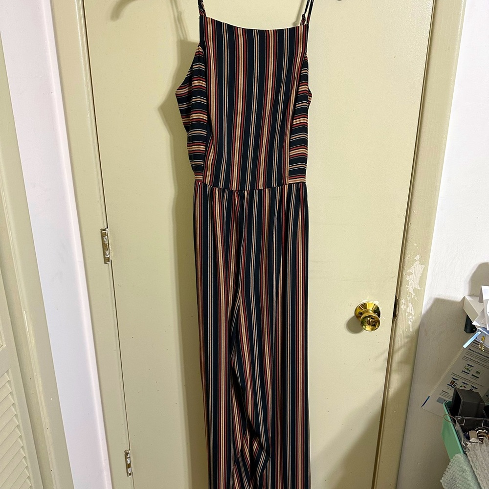 Size M Xhilaration Striped Formal Jumpsuit with Pockets